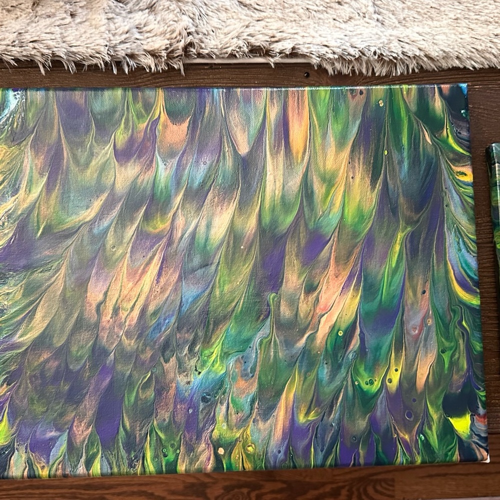 Hand crafted original multicolor acrylic on canvas set of three paintings - Picture 14 of 15